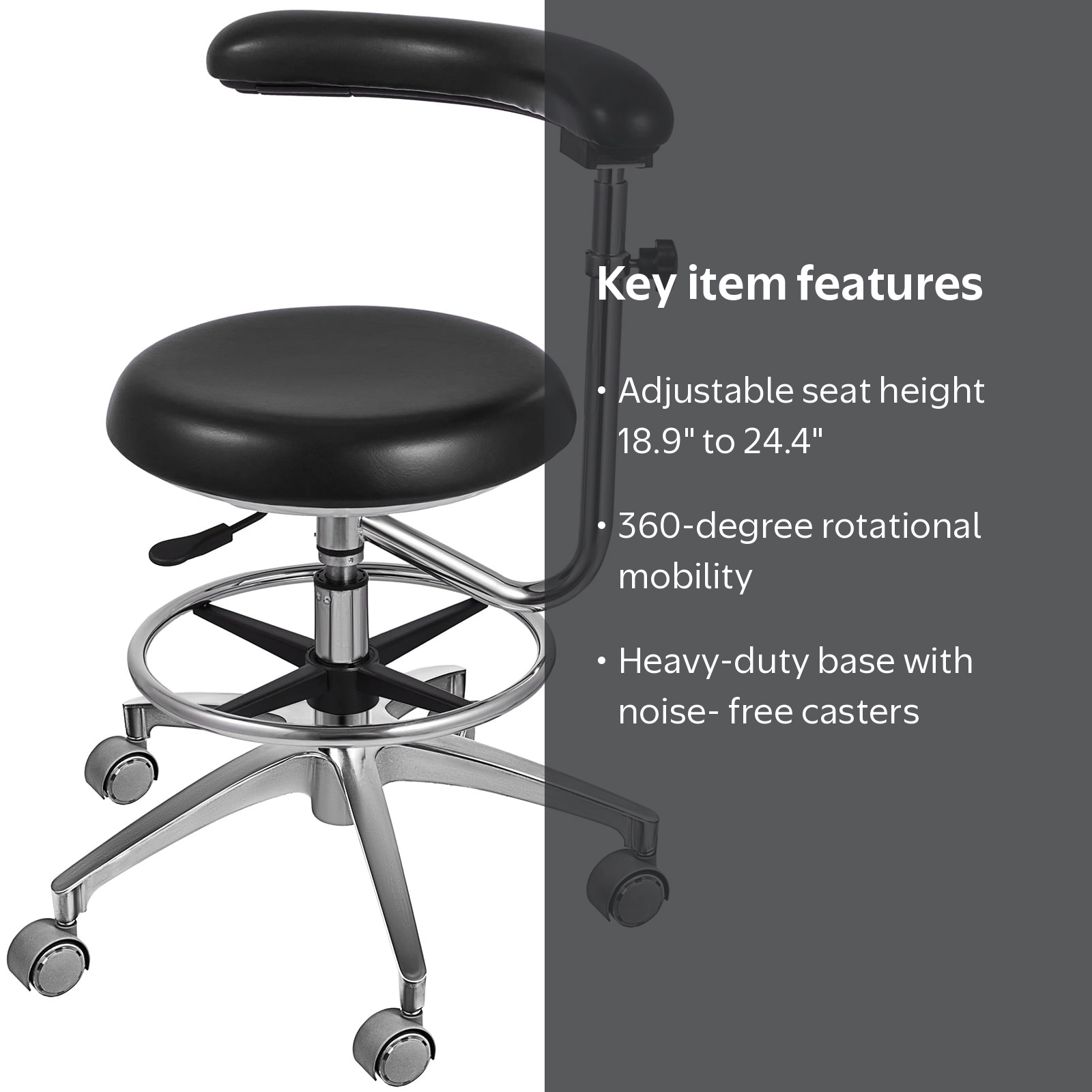 VEVOR Dental Medical Assistant Chair Nurse Stool with 360 Degree