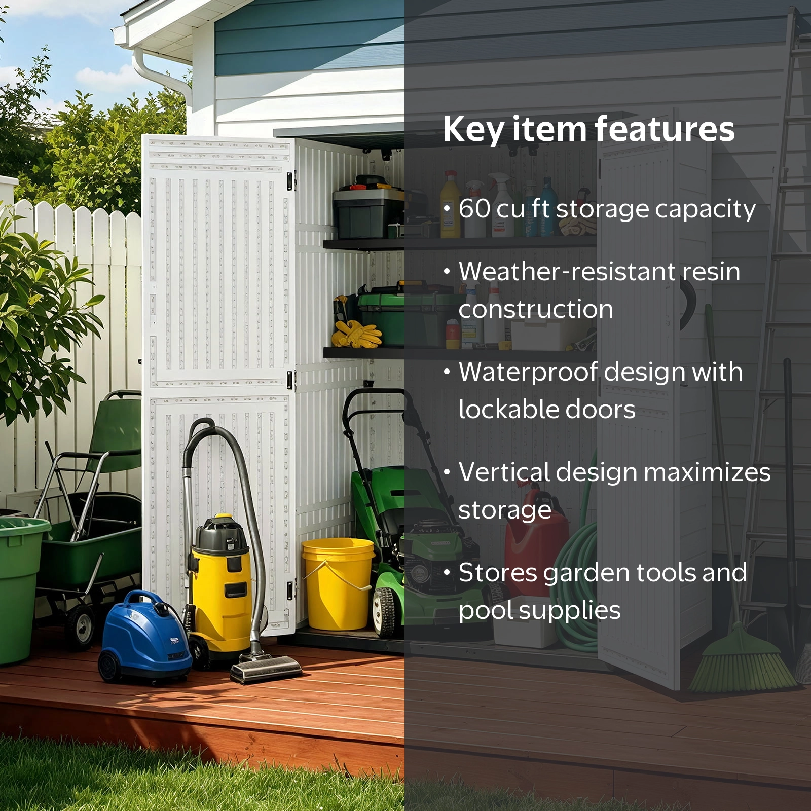 ZYJOYY 60 Cu.ft Resin Outdoor Storage Shed - Waterproof, Lockable