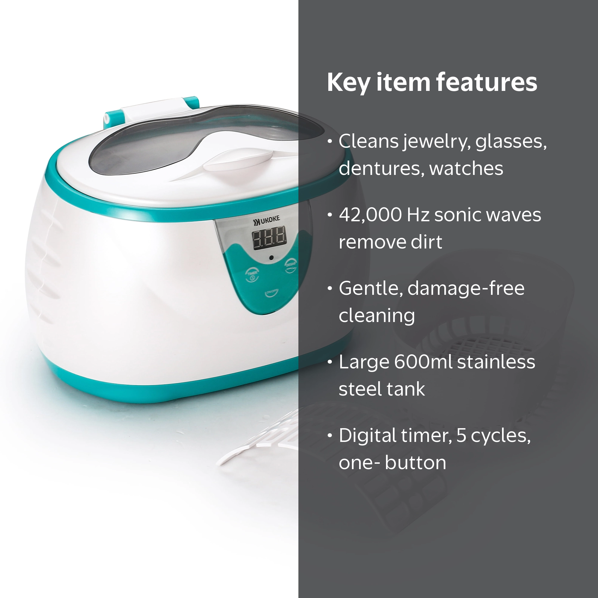 Ukoke, Ultrasonic Jewelry Cleaner, 0.6 L, Deep Cleaning - Walmart.com
