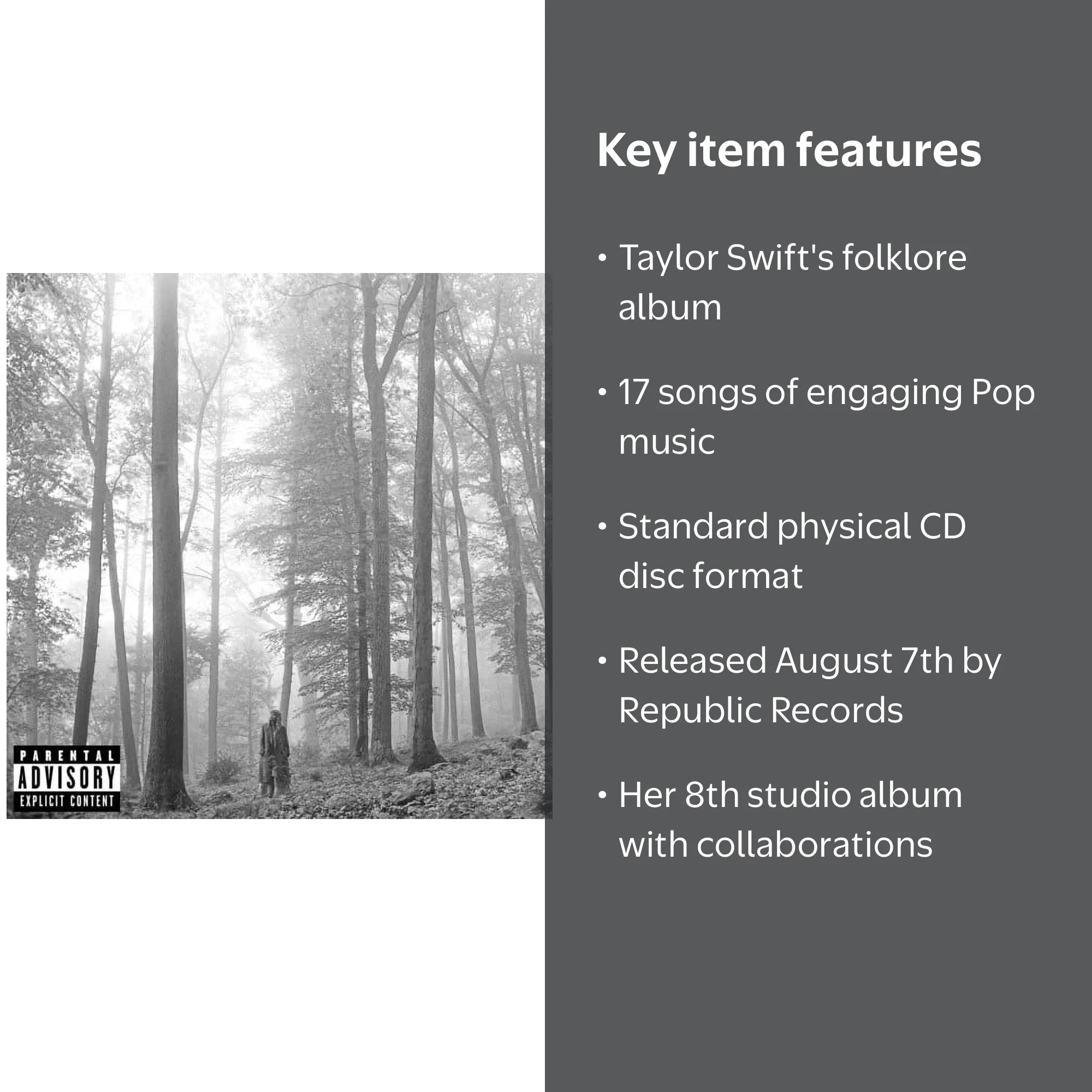 Taylor Swift - Folklore Pop Music CD - Walmart.com
