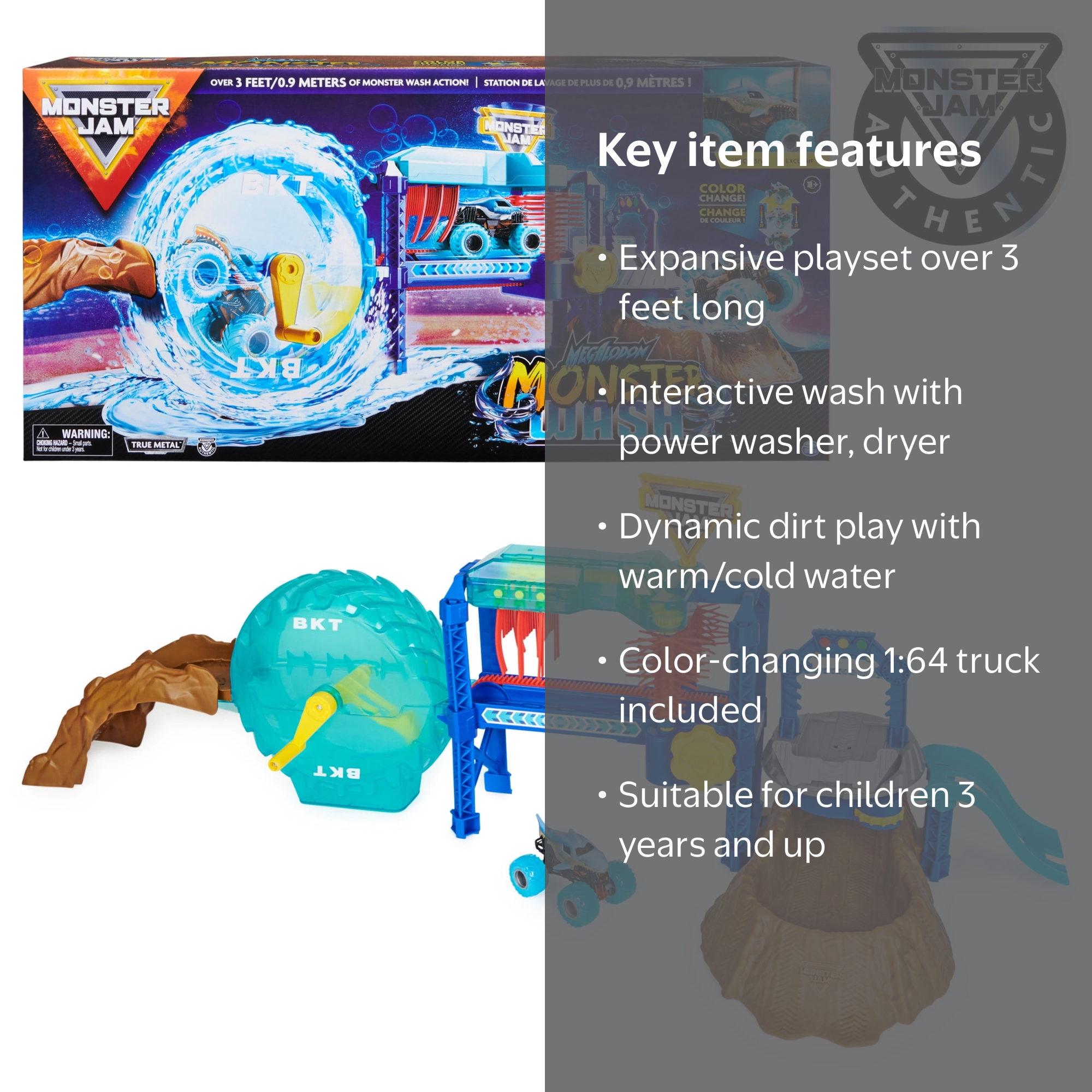 Monster Jam Megalodon Monster Wash Playset for Indoor Play