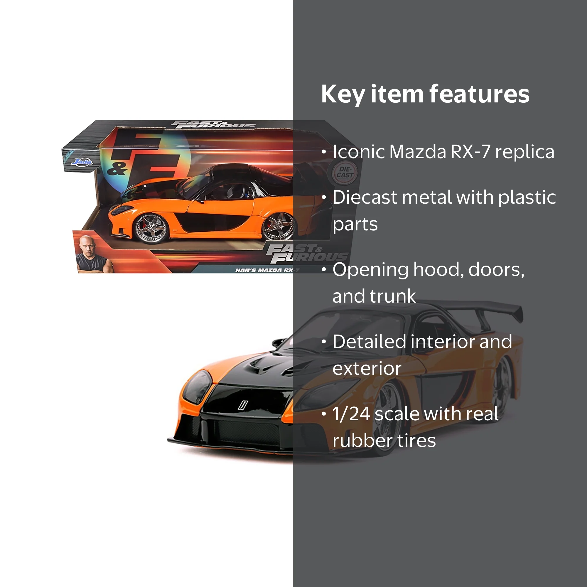 Han's Mazda RX-7 RHD (Right Hand Drive) Orange and Black 