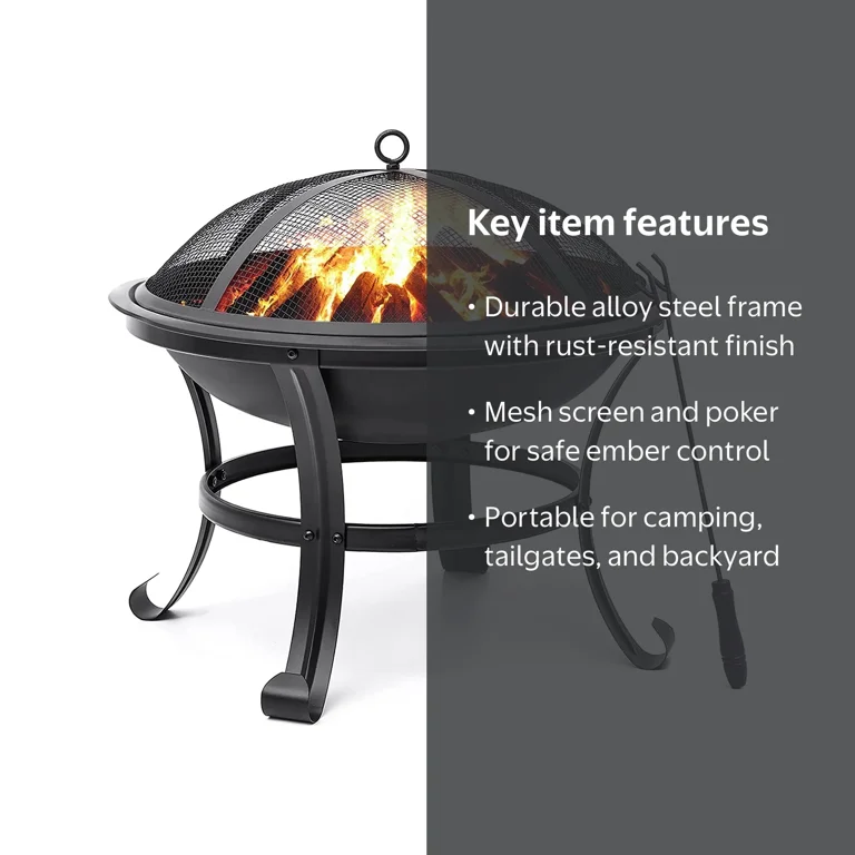 KingSo 22 inch Wood Burning Fire Pit for Camping Picnic Bonfire