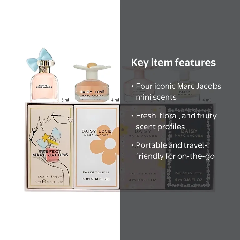 Marc Jacobs 4 Piece Mini Perfume Gift Set for Women, 0.55 Ounce