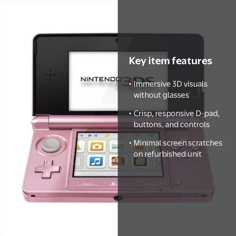 Restored Nintendo 3DS Pearl Pink with Stylus SD Card Charger