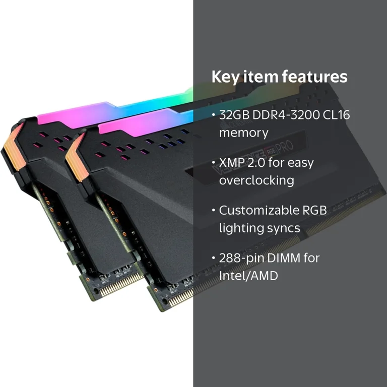 CORSAIR Vengeance RGB Pro 32GB (2 x 16GB) DDR4 3200 (PC4 25600