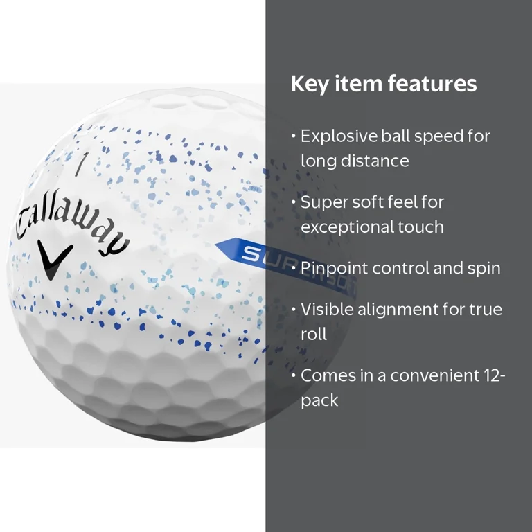 Callaway Supersoft Splatter Blue Golf Ball 12pk with 360 Alignment