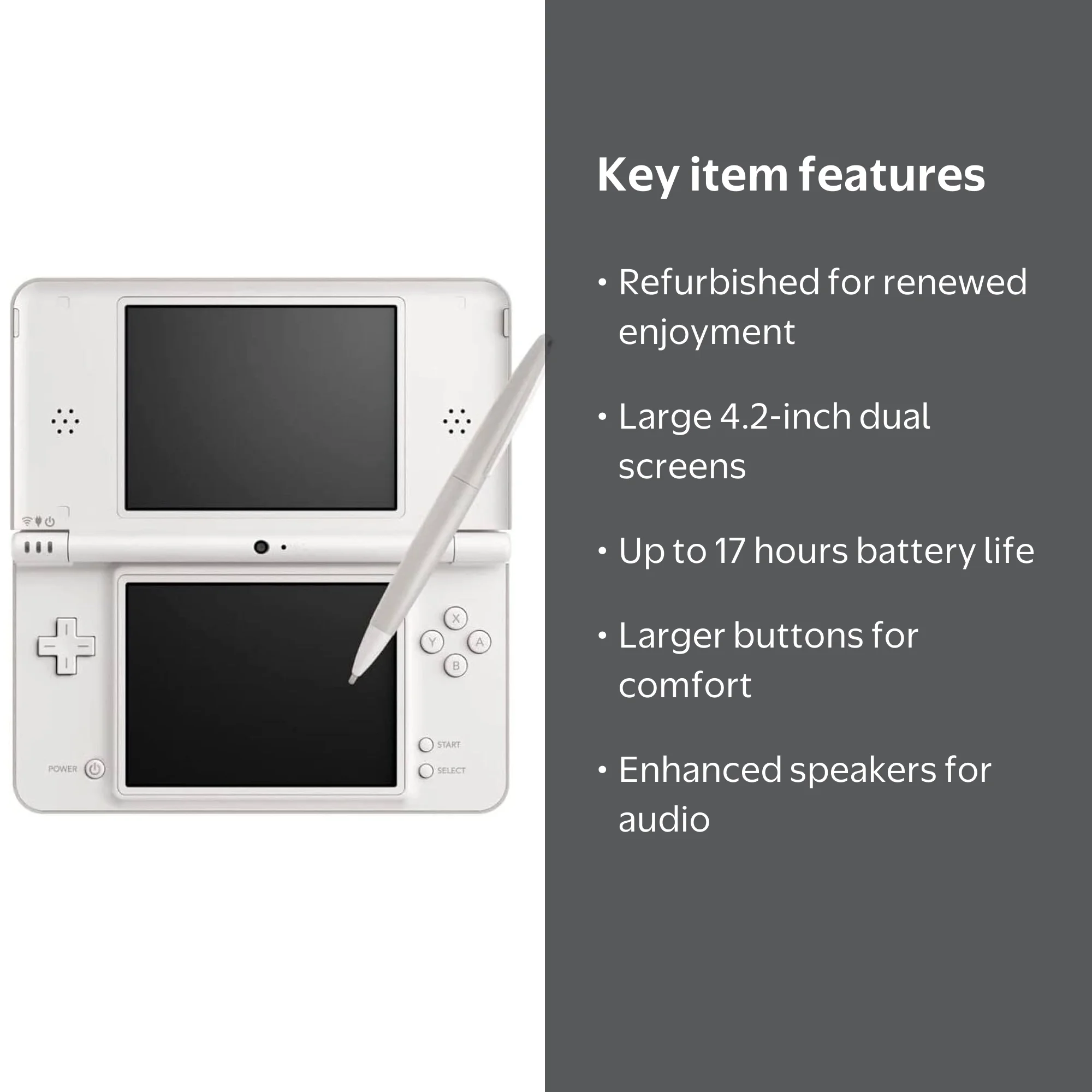 Restored Nintendo DSi XL Handheld Game Console, White (Refurbished
