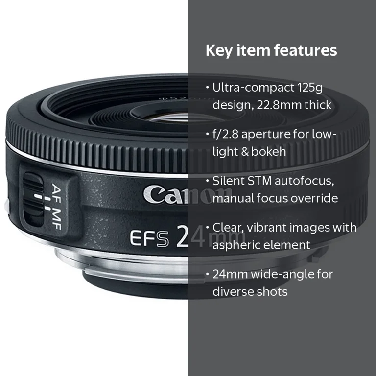 Canon, Camera Lens, EF-S 24mm f/2.8 STM, Portable Black - Walmart.com