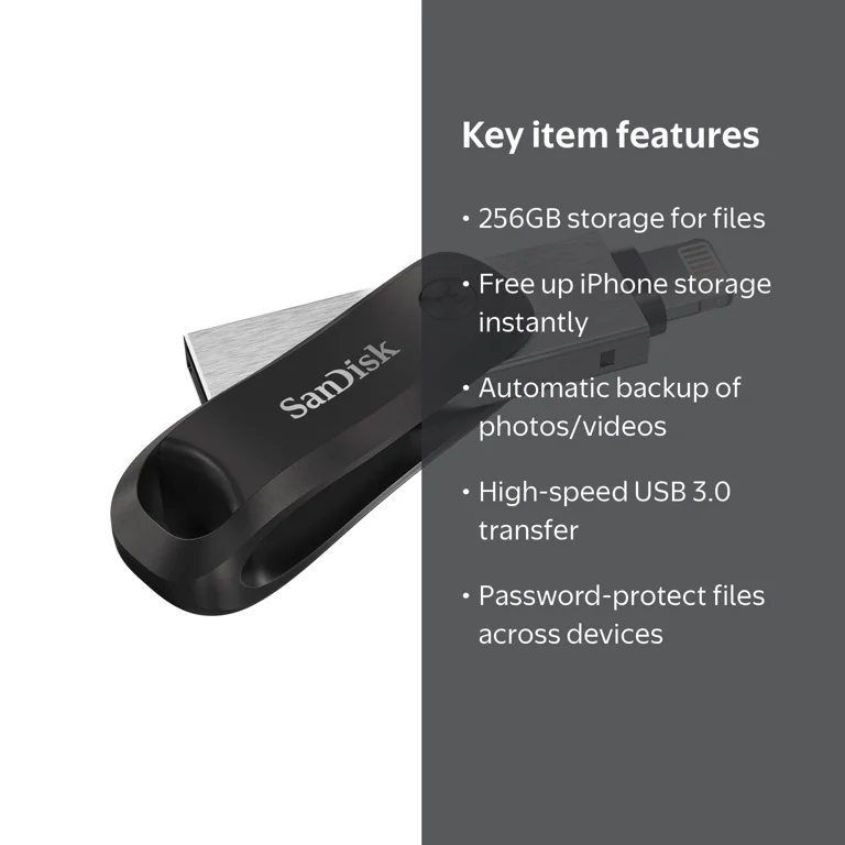 SanDisk iXpand 256GB iPhone-Compatible Flash Drive, USB 3.0