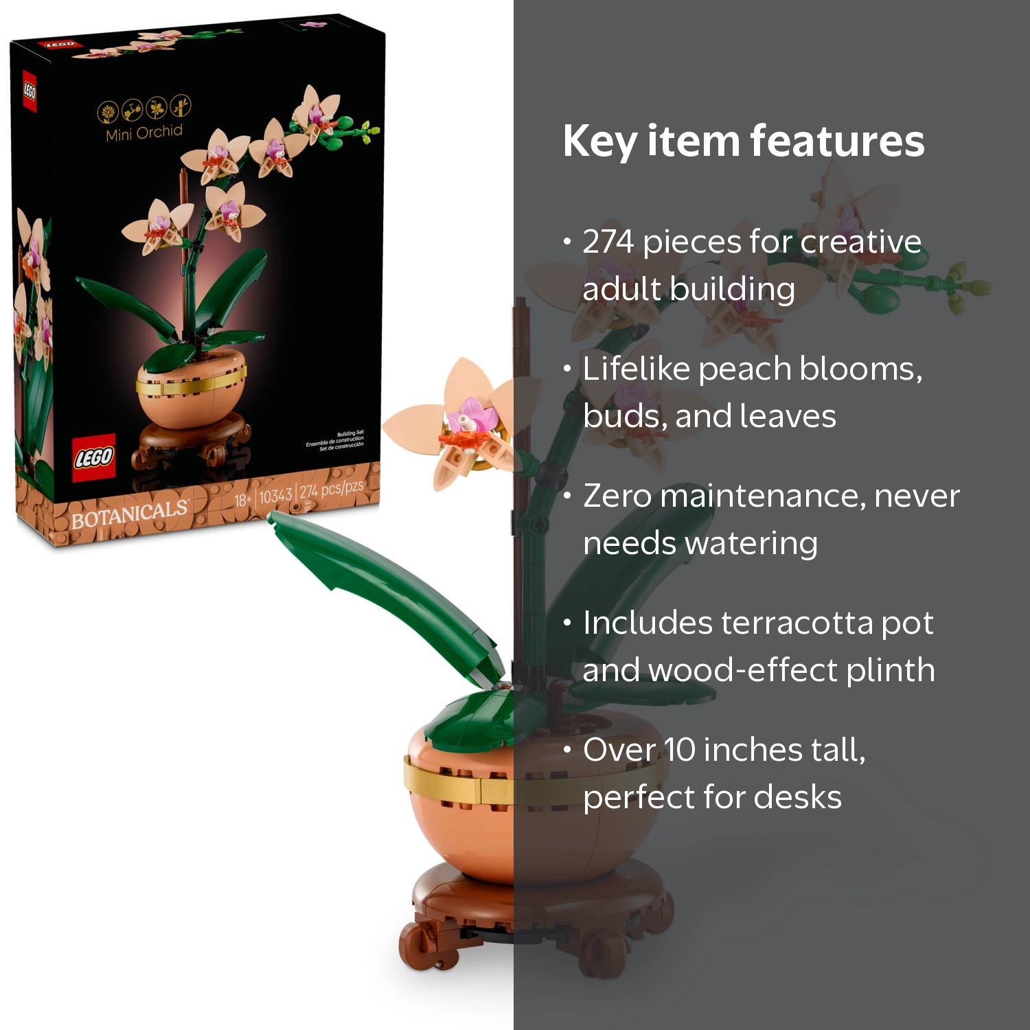 LEGO Botanicals Mini Orchid Building Set, 10343, 274 Pieces