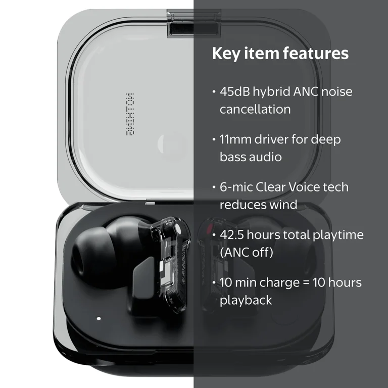 Nothing Ear (a) Wireless Earbuds, 45dB Hybrid Noise Cancelling, Hi