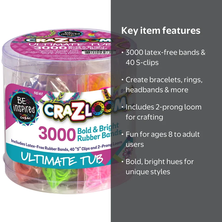 Cra-Z-Art Cra-Z-Loom 3000 Count Stretchy Bands Ultimate Tub