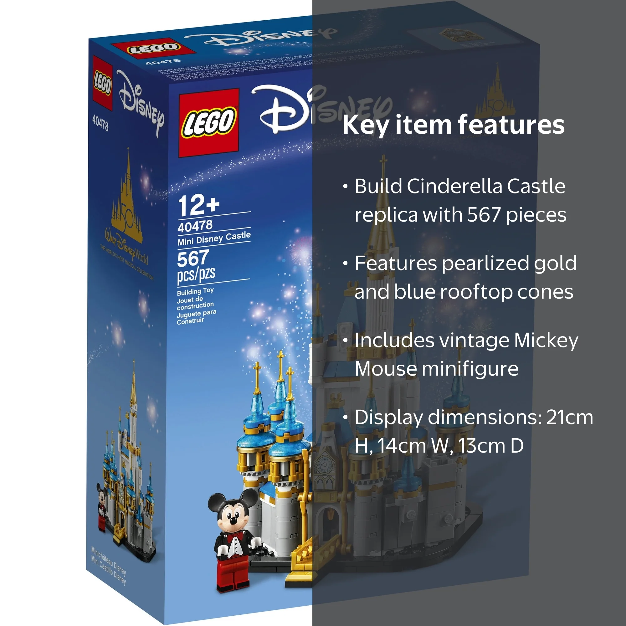 LEGO Mini Disney Castle Building Set, 567 Pieces, Cinderella