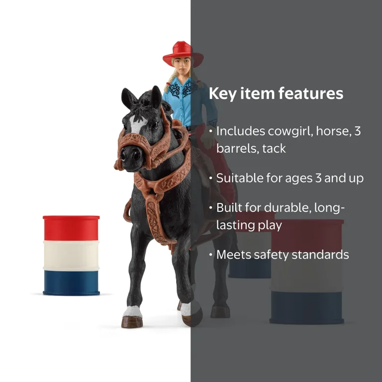 Schleich Farm World - 7PC Barrel Racing Set with Cowgirl & Horse