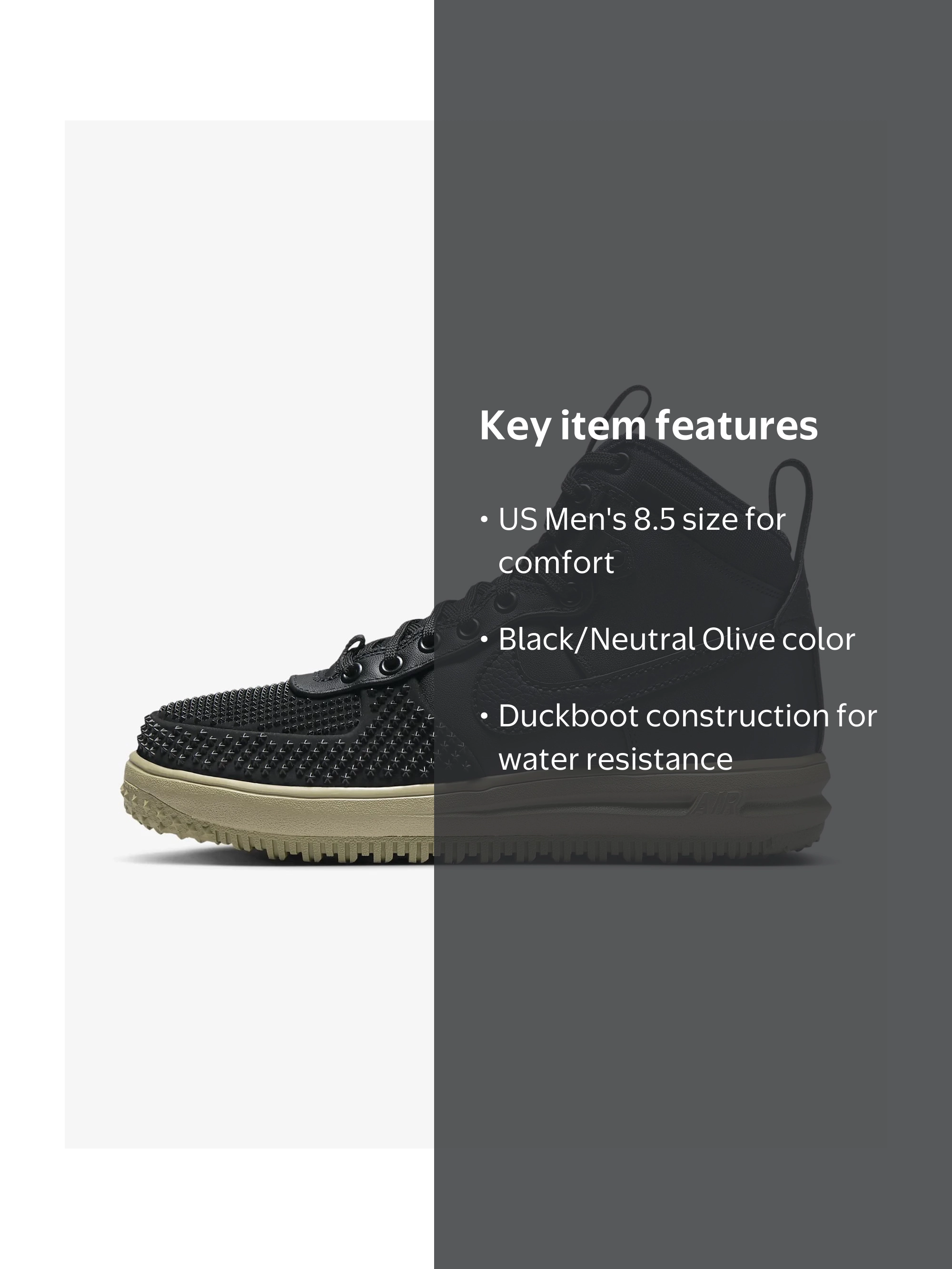 Men's Nike Lunar Force 1 Duckboot Black/Black-Neutral Olive