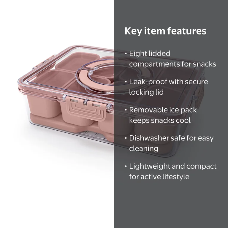 Cook with Color 8-Compartment Snack Box Food Storage Carrier with