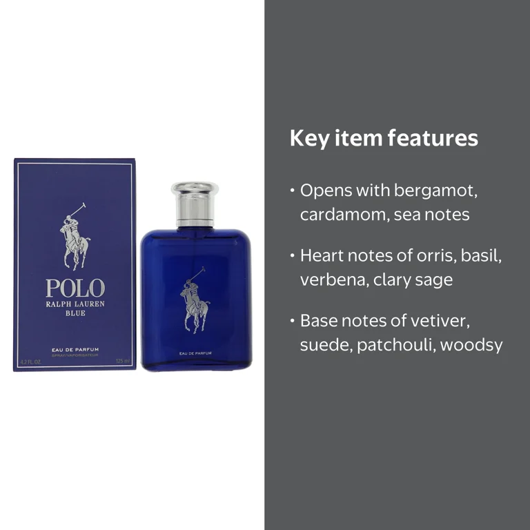 Ralph Lauren Polo Blue Eau De Parfum Spray, Cologne for Men, 4.2