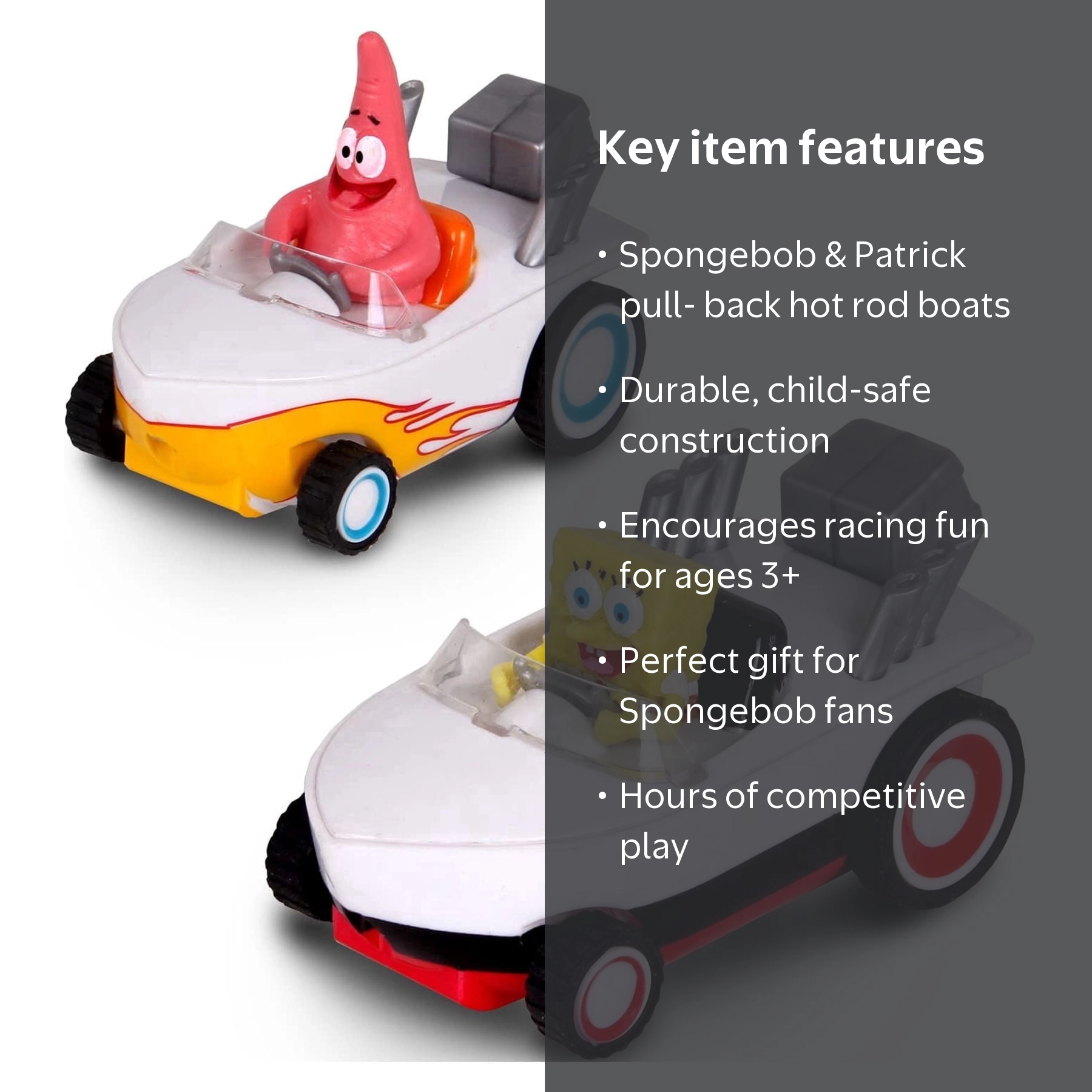 NKOK Spongebob Squarepants Hot Rod Boats Pullback Vehicle 2-Pack