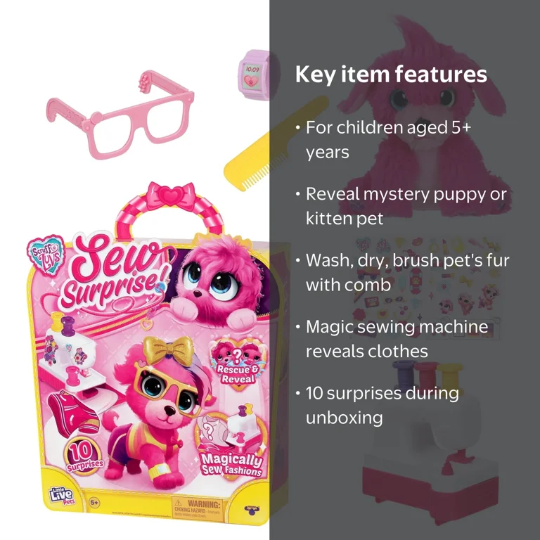 リトルミー　　SEV セブ　バングール 　SU-1S　ピンク Little Live Pets Scruff-a-Luvs Sew Surprise Pink, Mystery Puppy or