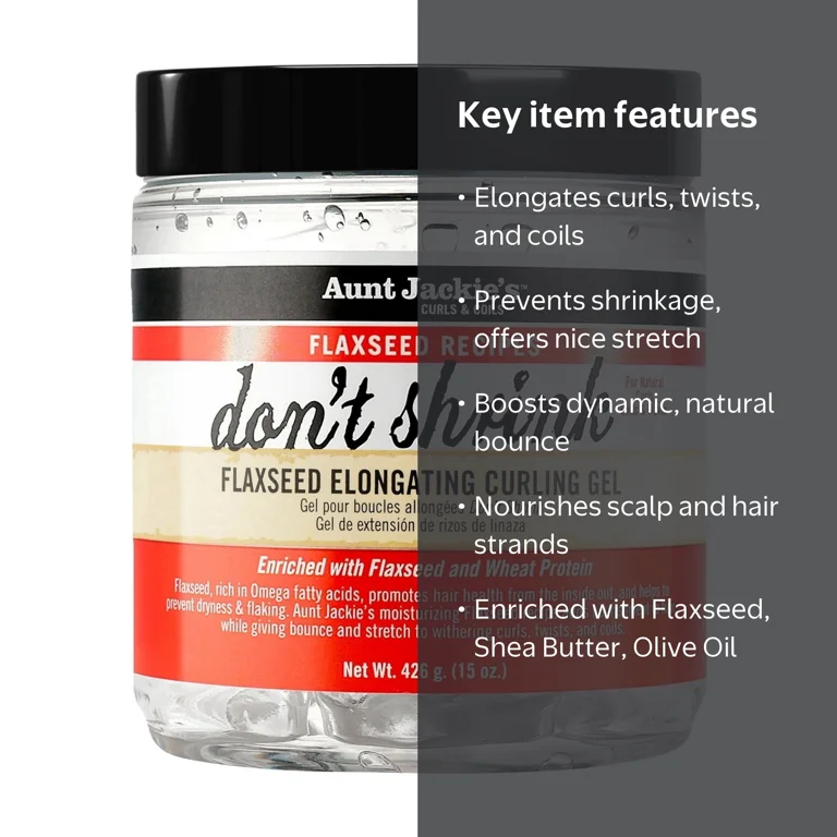 Aunt Jackie's Don't Shrink Flaxseed Elongating Curling Gel, 15 oz