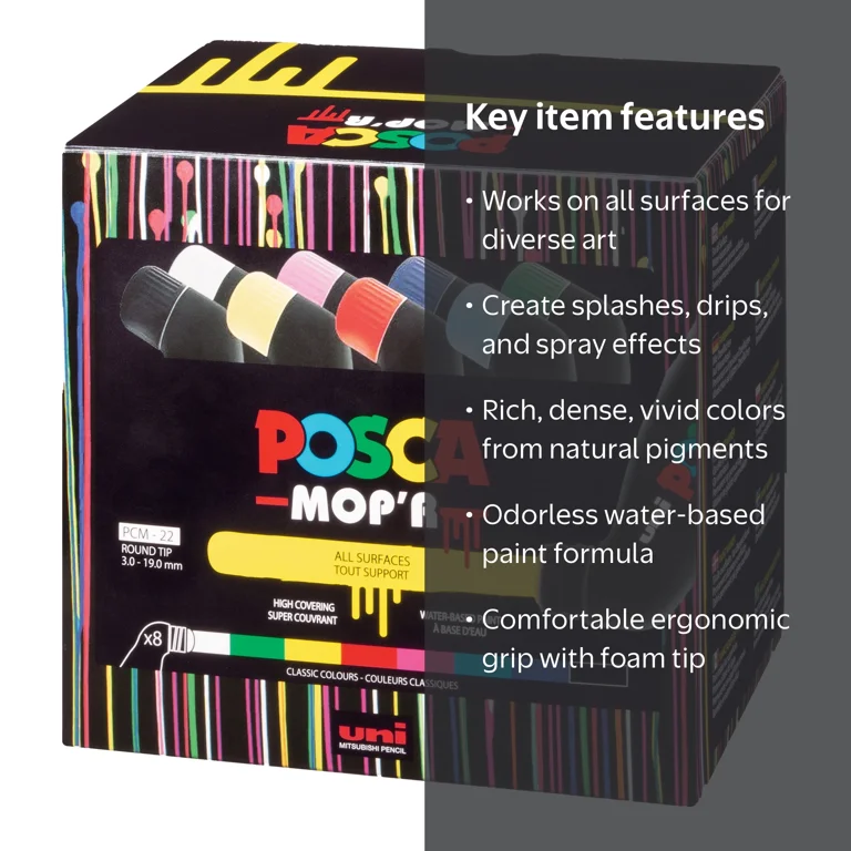 POSCA, Paint Markers, Set of 8, MOP'R for Artistic Effects