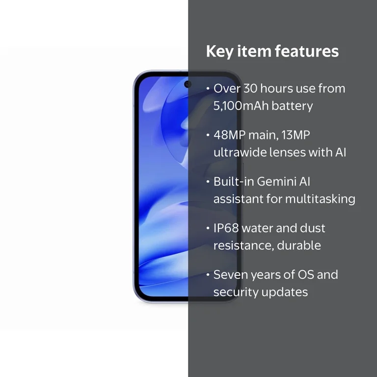 Google, Pixel 9A Unlocked Smartphone, 5G, 128GB, Iris - Walmart.com