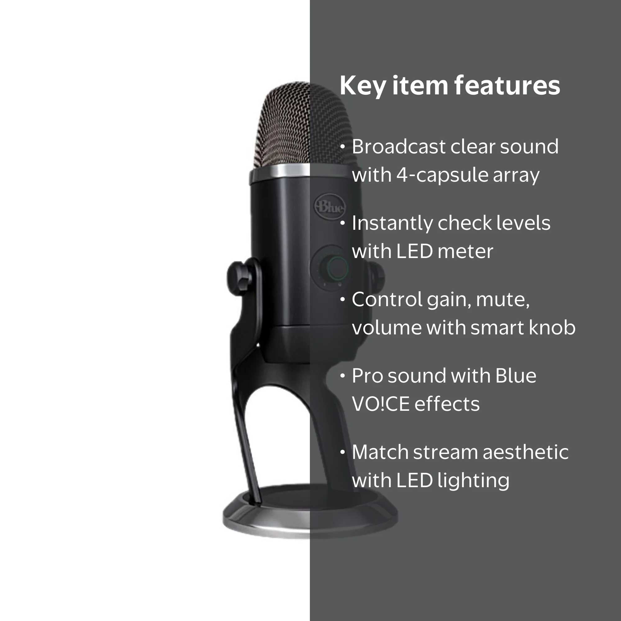 Blue Yeti Xブラック USBマイク Logitech Core, Blue Yeti X Professional USB Microphone, Black