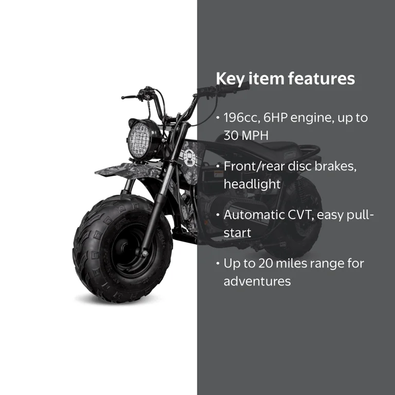 Coleman Powersports, Mini Bike, 196cc Gas Powered, Black - Walmart.com