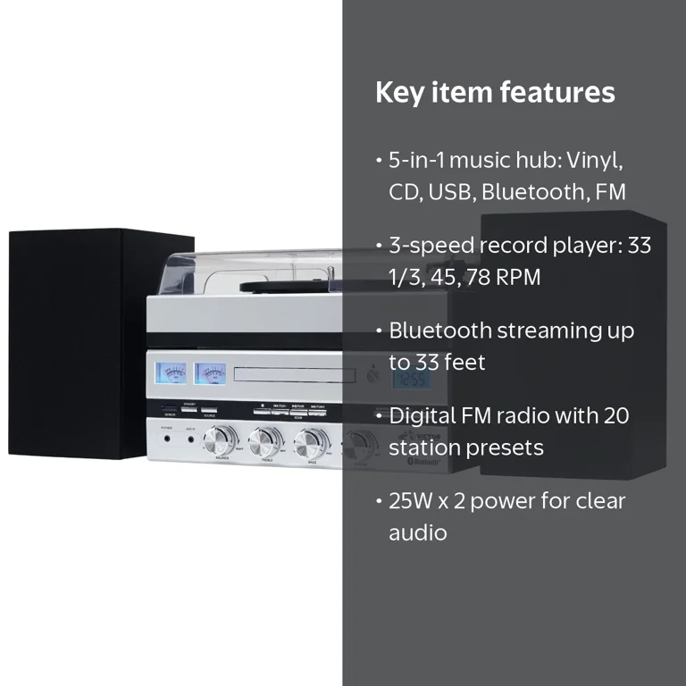 Victor, Stereo System, Bluetooth, Detachable Speakers - Walmart.com