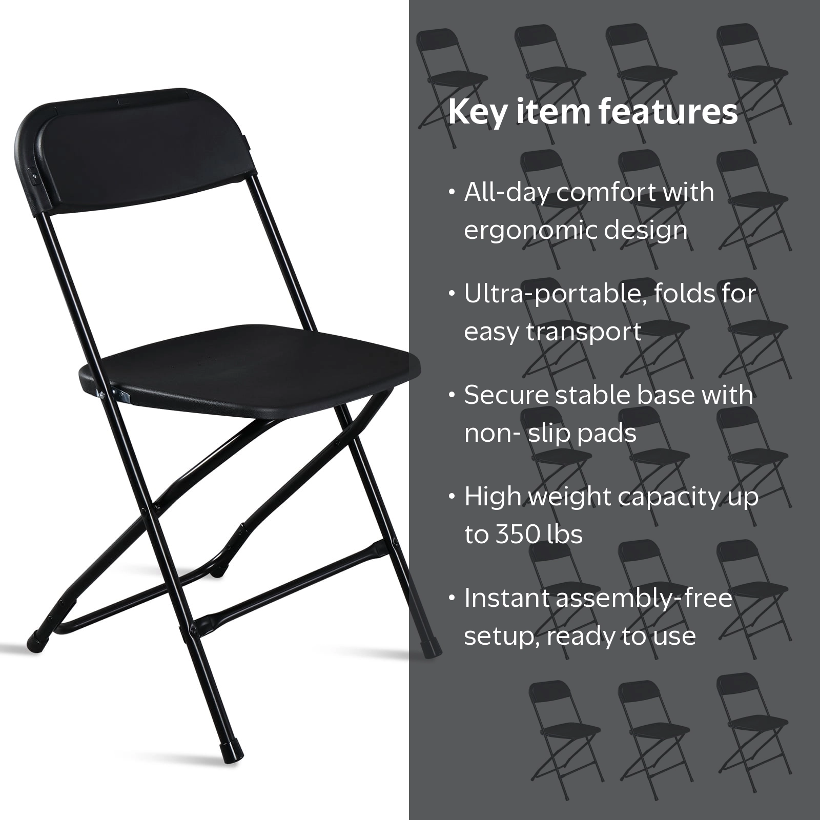 Ktaxon 20 Plastic Folding Chairs for Party Event, Black - Walmart.com