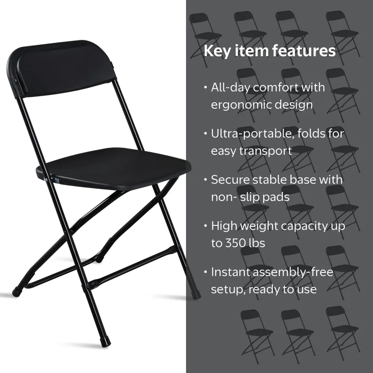 Ktaxon 20 Plastic Folding Chairs for Party Event, Black - Walmart.com