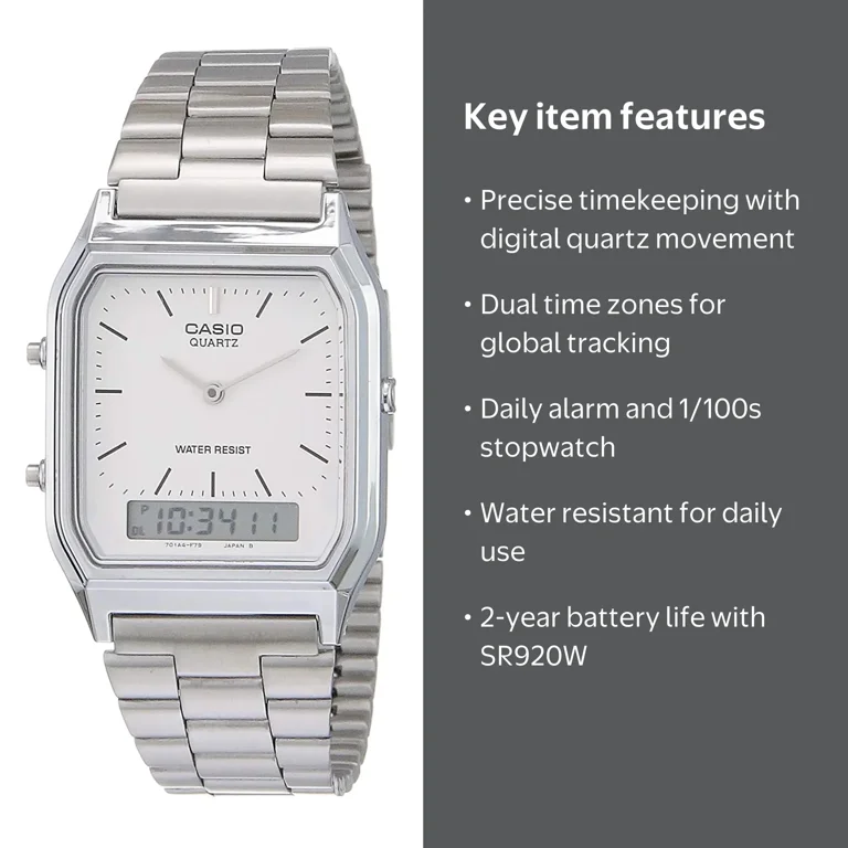 Casio Men's Dress Watch AQ230A7D - Digital, Water Resistant, Dual