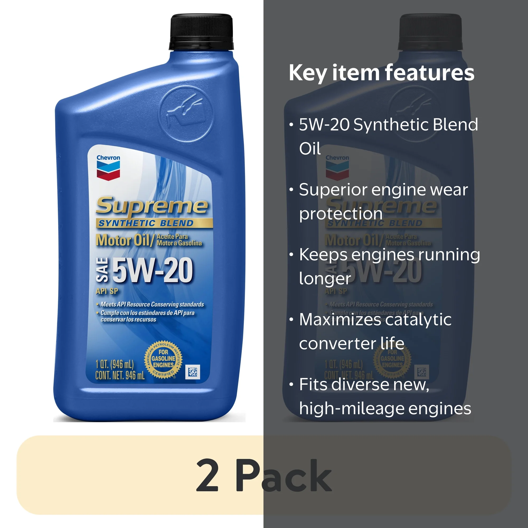 Chevron Supreme Synthetic Blend Motor Oil 5W-20 - 1 Quart