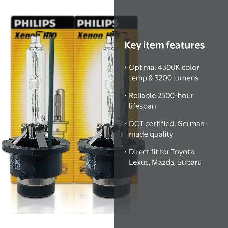 PHILIPS XenEco D4R HIDバルブ まとめ売り Philips, Xenon Bulbs, D4S, 4300K XenEco OEM Replacement 2 Pack