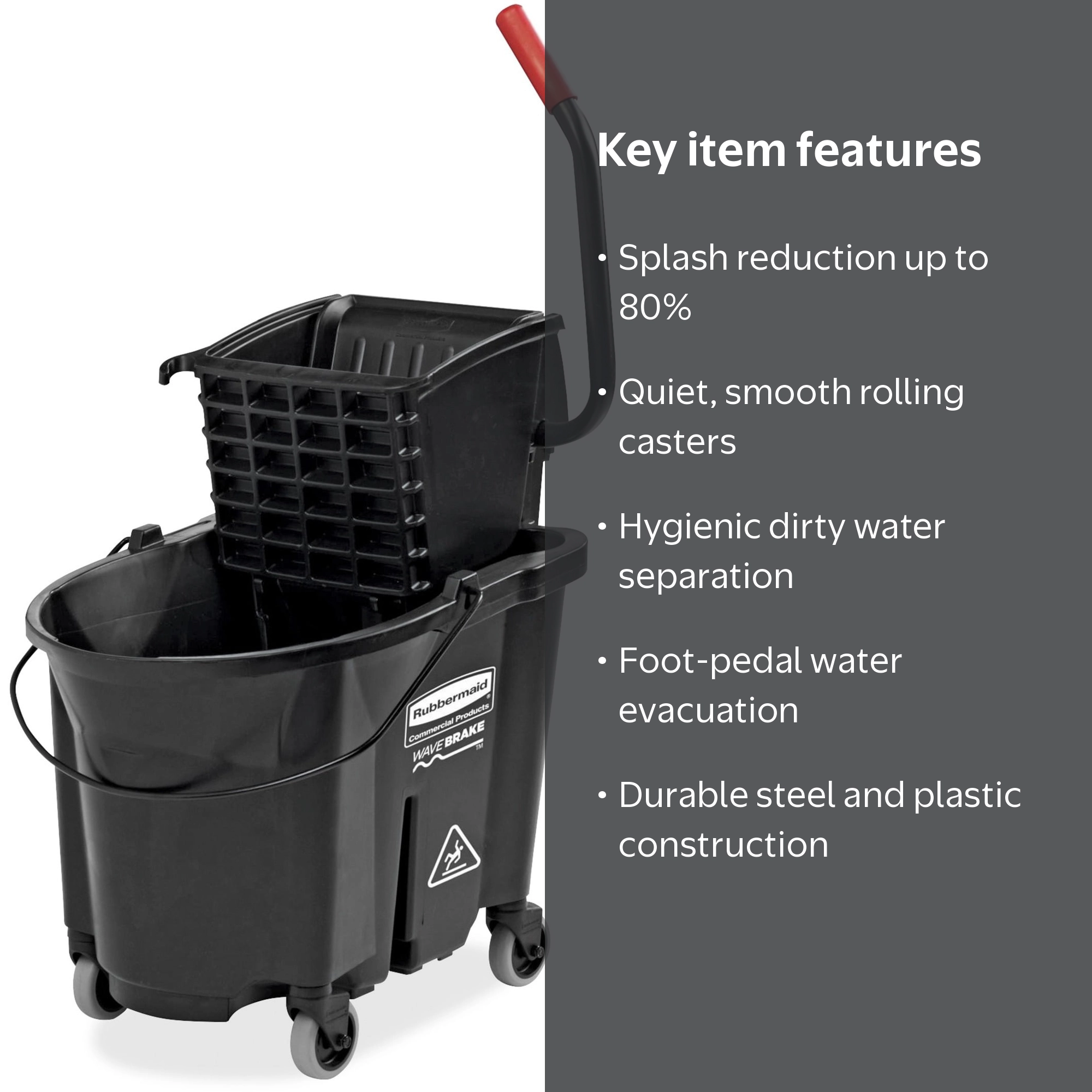 Rubbermaid Commercial WaveBrake Side Press Mop Bucket RCP1863896