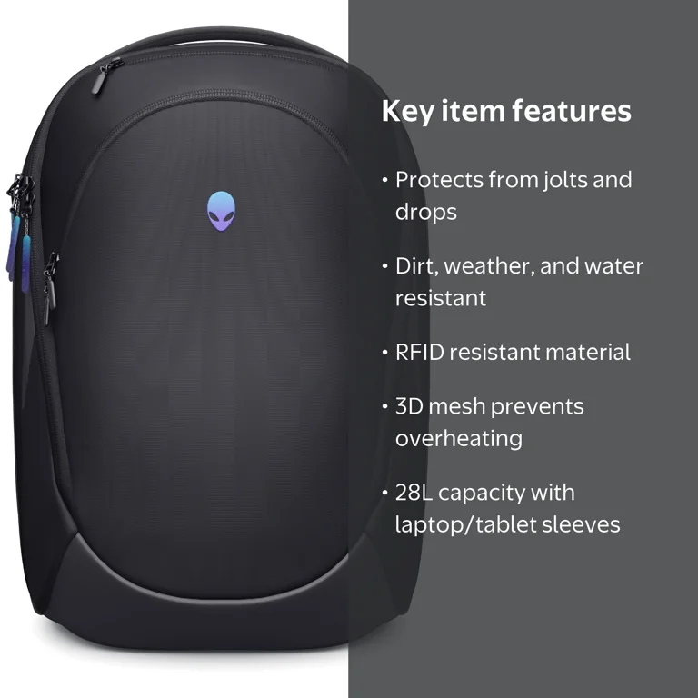 Free Shipping! Alienware Backpack AW7825P 28L Capacity Water
