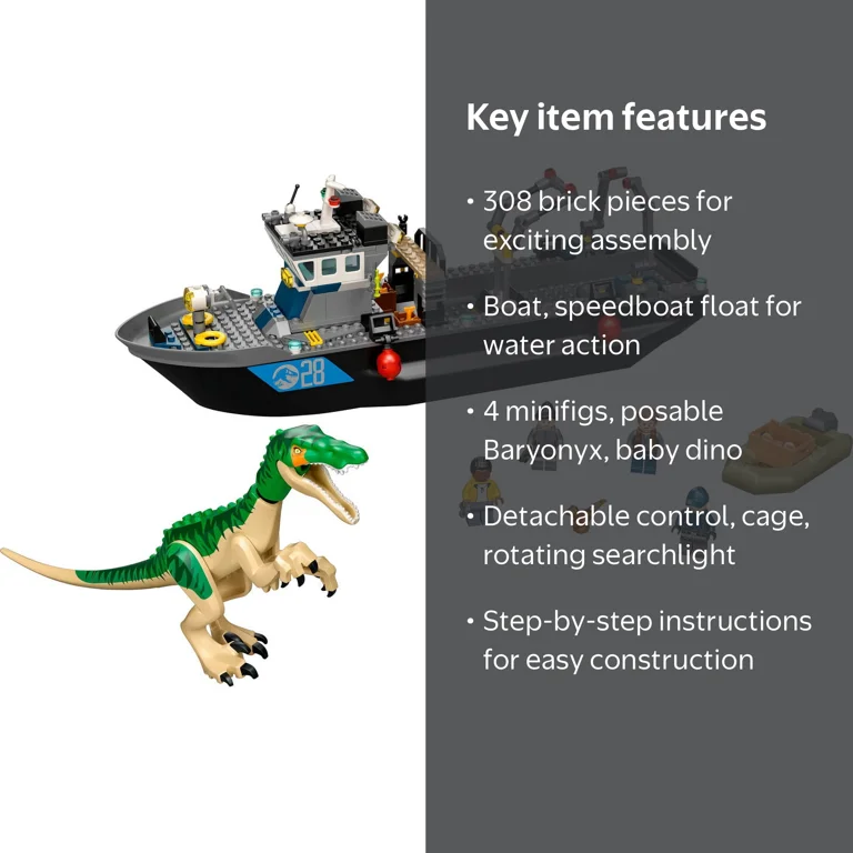 LEGO Jurassic World Park sets: Baryonyx Dinosaur Boat Escape 308