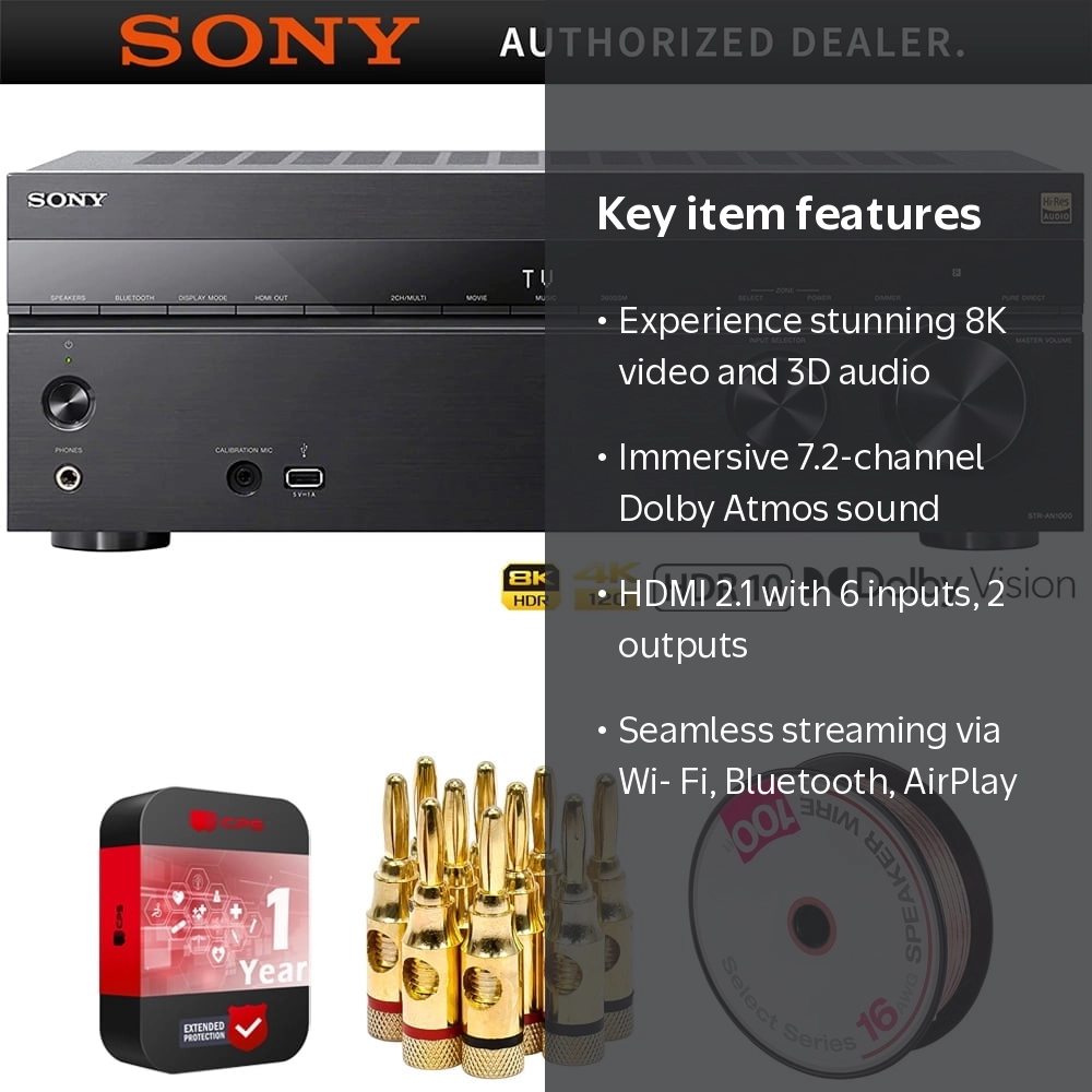Sony STR-AN1000 7.2 Channel Stereo Receiver with 100ft 16 AWG