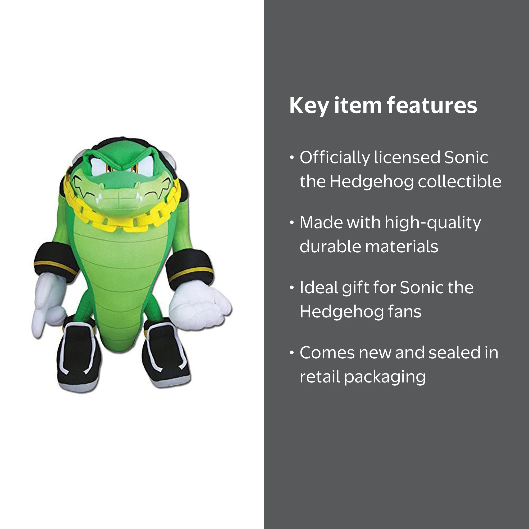 Great Eastern Sonic The Hedgehog: Vector the Crocodile Plushie Toy
