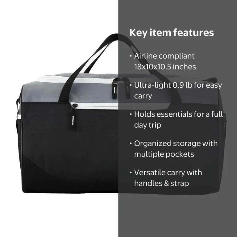 18 inch travel duffel bag Roll Round Duffle Bags Two Tone Sports Gym Carry-On Luggage, Black Ideal for a 1 X-Bag 18" Folding Duffle Bag