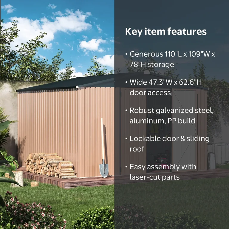 YODOLLA 10x10ft Outdoor Metal Shed, Weather Resistant Storage with