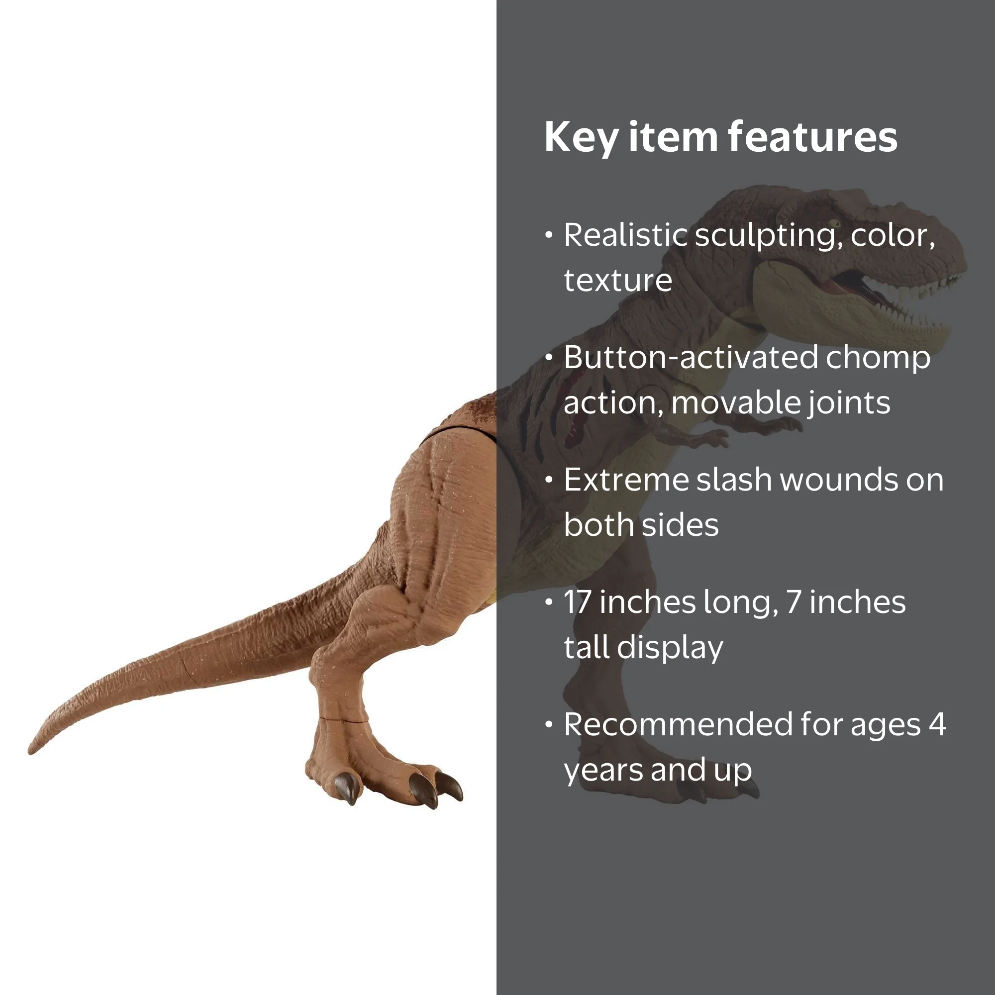 Jurassic Park T-Rex Action Figure, Extreme Damage, Transforming