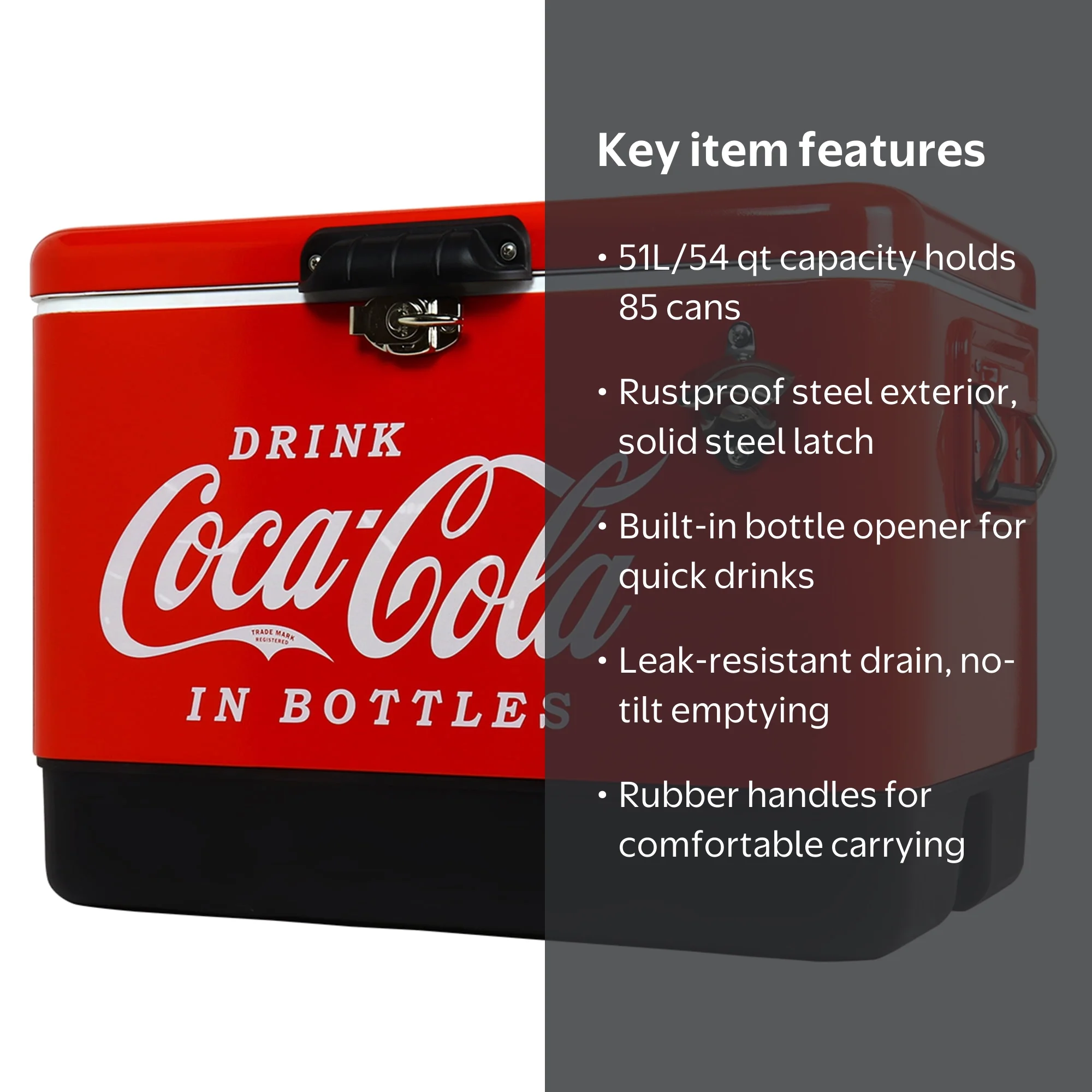 Coca-Cola 51L (54 qt) Ice Chest Beverage Cooler, 85 Can Capacity