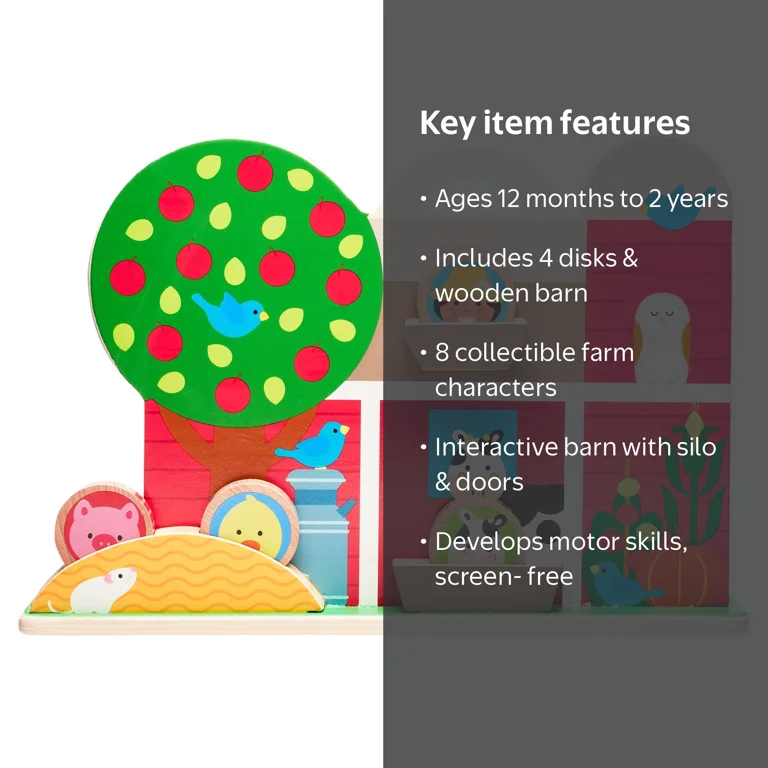 Melissa & Doug GO Tots Wooden Barnyard Tumble with 4 Disks - FSC