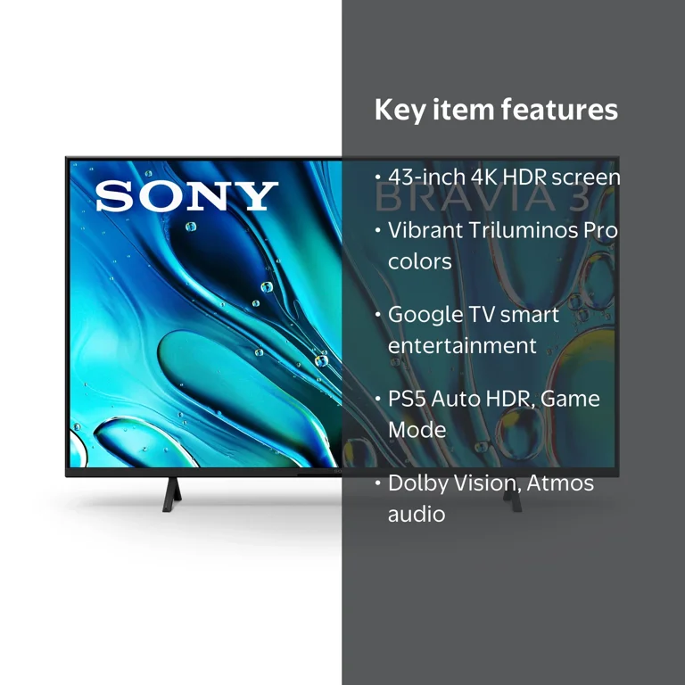 Sony 43‚Äù BRAVIA 3 LED 4K HDR Smart Google TV K-43S30, 2024
