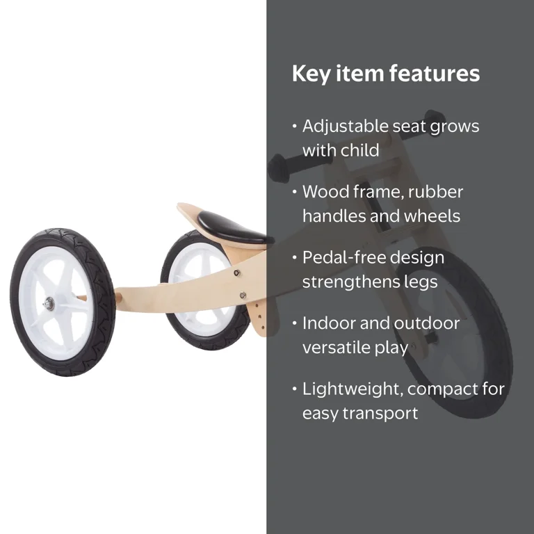 Lil' Rider, 3-in-1 Balance Bike, Multistage Wooden Walking