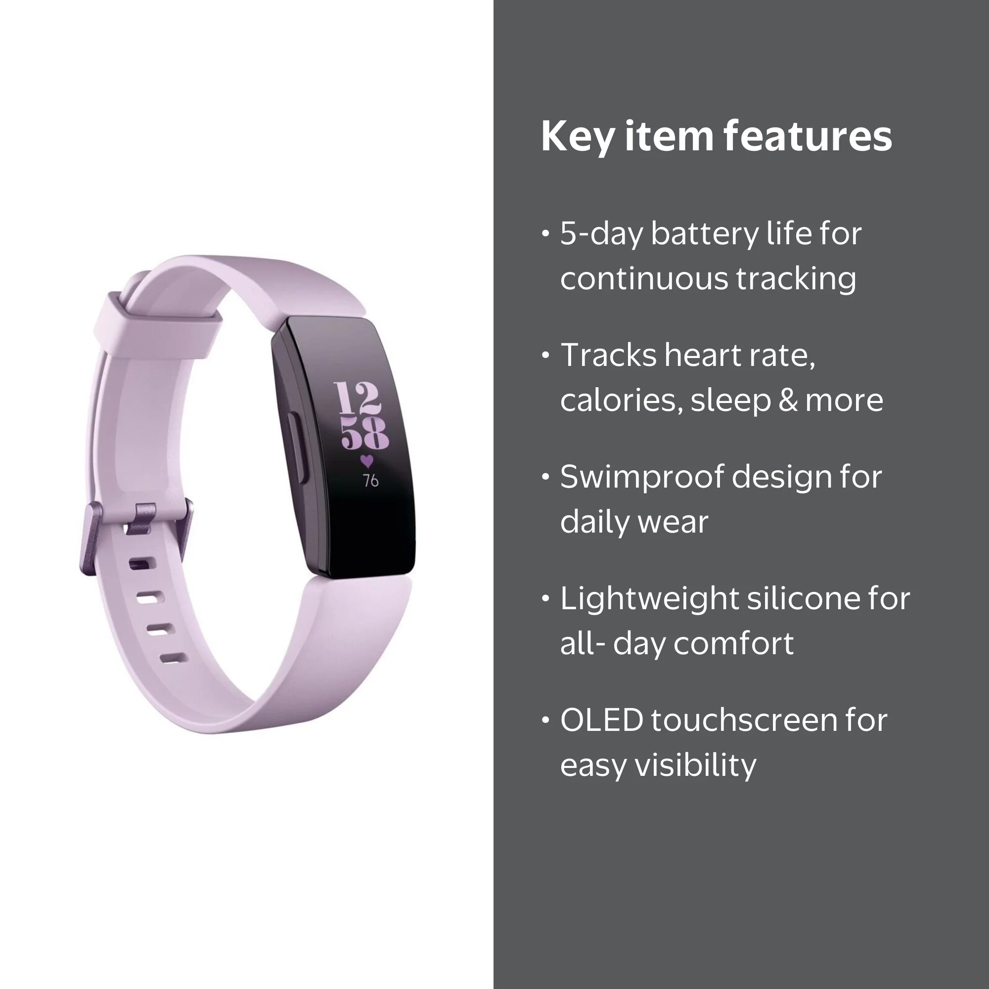 Fitbit Inspire HR, Fitness Tracker with Heart Rate, Sleep Monitor