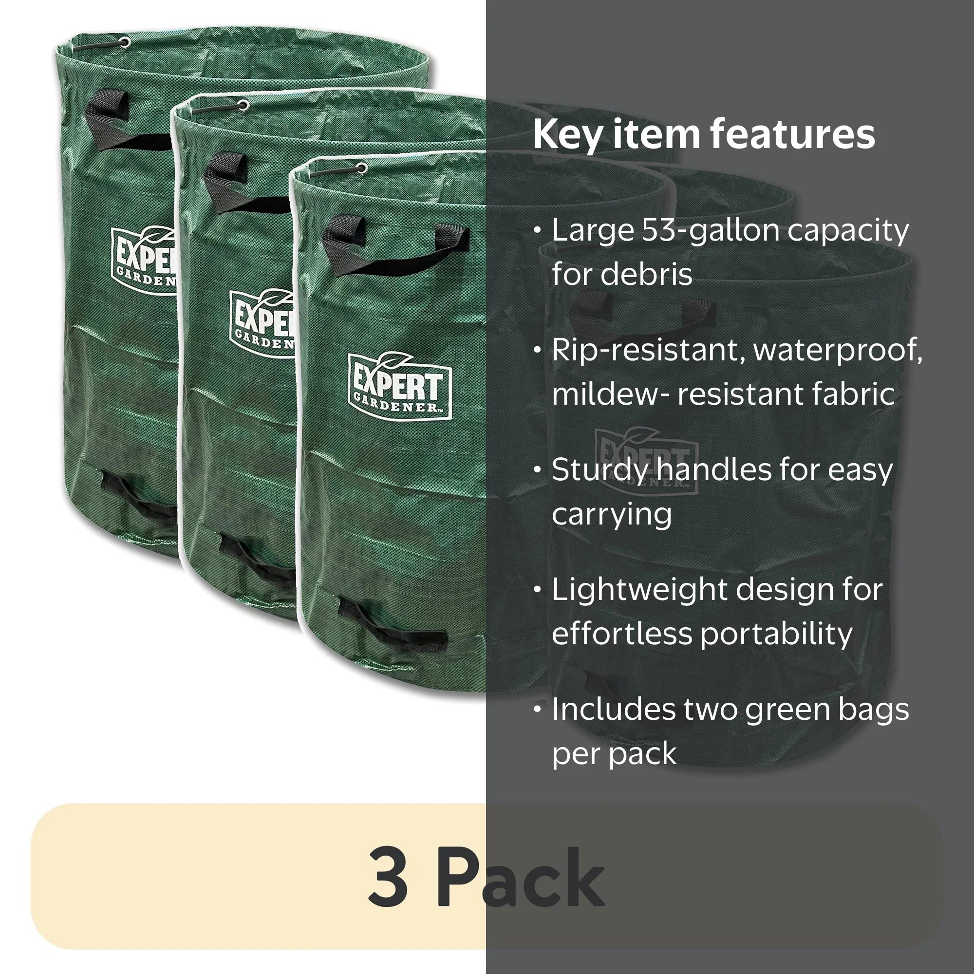 ゆー。　3Lサイズ350g×2袋3セット　2Lサイズ500gパック×6袋 3 pack) Expert Gardener 53 Gallon Leaf Bags, 2 Pack, Green