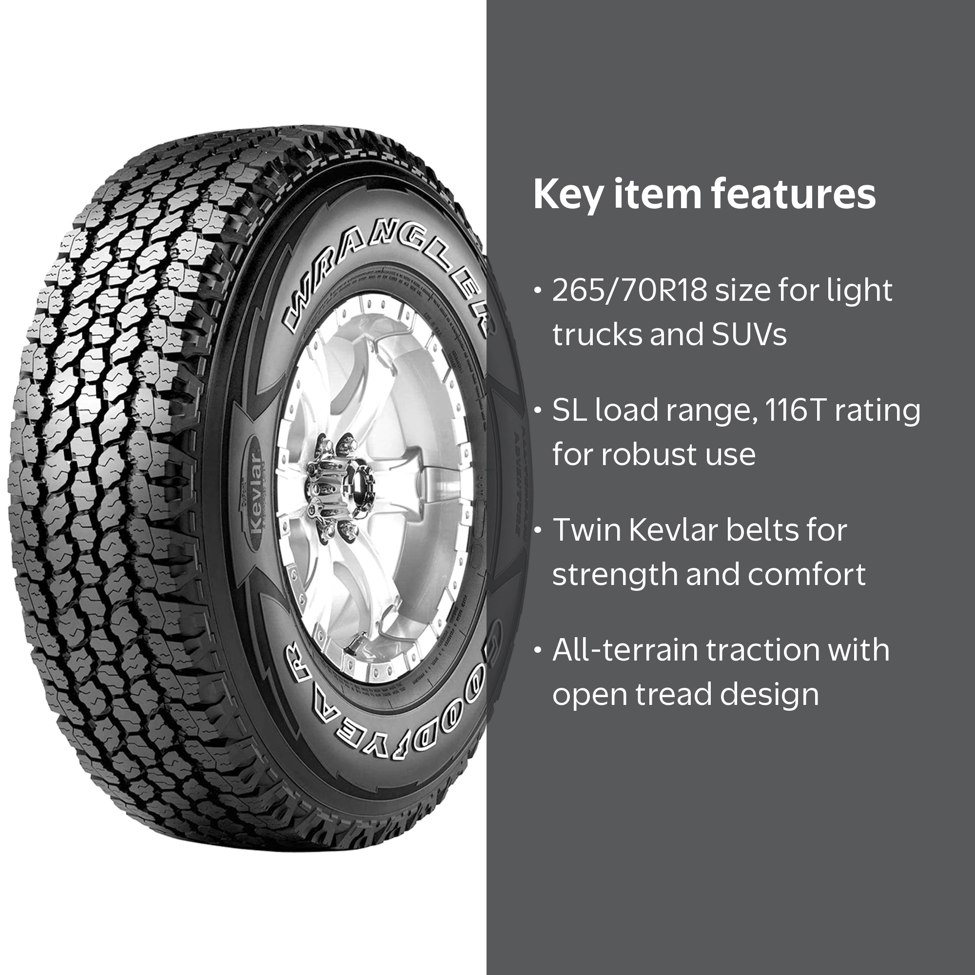 Goodyear Wrangler All-Terrain Kevlar Adventure Tire 265/70R18 116